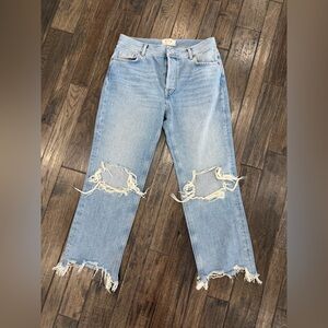 Free People Distressed Crop Jeans Size 29 Light Wash
